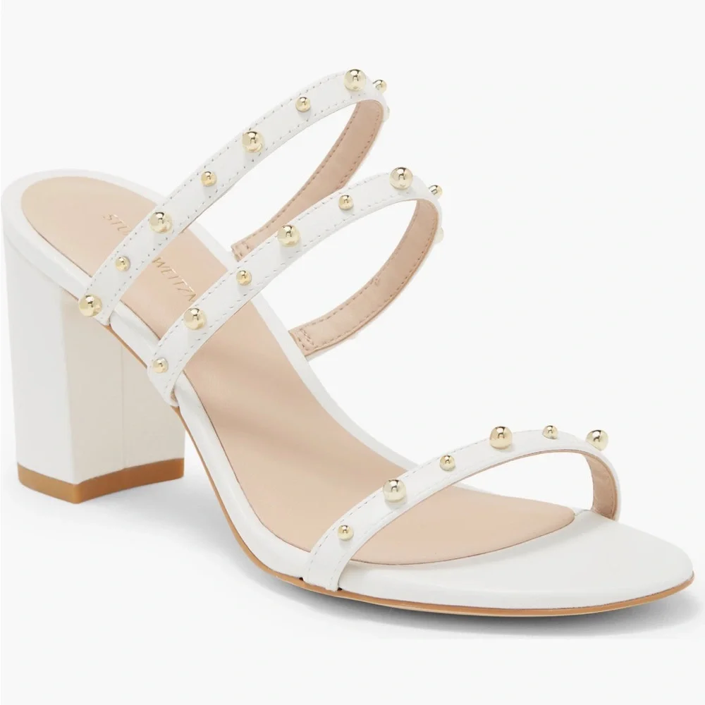 Stuart Weitzman, Superstud 75 Block Side Sandal, US 9 NWOT